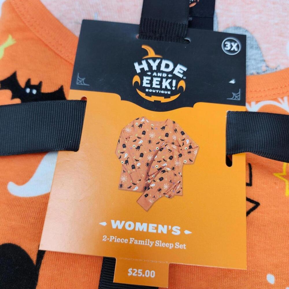 Hyde and Eek! Boutique Women's 3X Halloween Pajama Set Orange Sleepwear